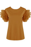 Camel Tulle Sleeve Tees 