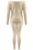 Beige Cable Knit Off The Shoulder Jumper & Legging Co-Ord