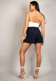Navy Belted Tailored Shorts