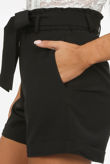 Black Front Knot Pocketed Shorts
