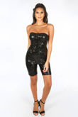 Black Sequin Bandeau Fitted Playsuit