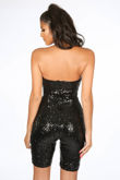 Black Sequin Bandeau Fitted Playsuit