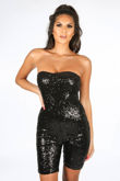 Black Sequin Bandeau Fitted Playsuit