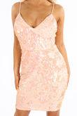 Sequin Strappy Bodycon Dress In Pink
