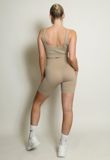 Beige Ribbed Two Piece Activewear Set