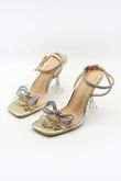 Gold Wrap Around Diamante Bow Heels
