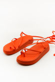 Orange Loop Toe Strappy Sandals