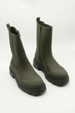 Khaki Chunky Side Zip Ankle Boots