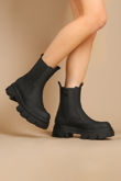 Black Chunky Sole High Ankle Boots