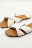 White PU Double Strap Mule Flat Sandal