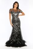 Black Premium Collection Short Sleeve Sequin Mesh Maxi Dress
