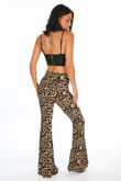 Split Front Leopard Print Flare Trouser