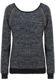 Grey Knitted Stud & Zip Detail Top & Pant Set