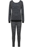 Grey Knitted Stud & Zip Detail Top & Pant Set