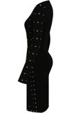 Black Silver Pearls Trim Crossover Hem Dress