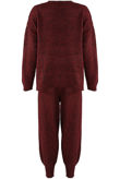 Wine Melange Knitted Jumper & Jogger Loungewear