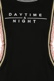 Black DAYTIME & NIGHT Slogan Frill Tee