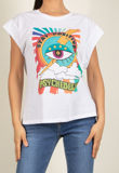 Graphic Print Acid Wash Sleeveless T-Shirt