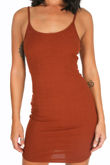 Tan Ribbed Jersey Cami Dress