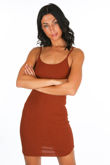 Tan Ribbed Jersey Cami Dress