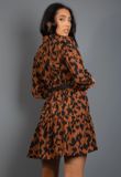 Brown Animal Print Belted Mini Dress