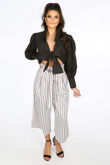 Black Tie Front Cropped Shirt 