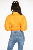 Orange Tie Front Cropped Shirt 