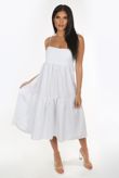 White Tie Shoulder Midi Dress