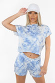 BlueTie Dye Hooded Short Set
