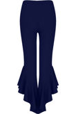 Fitted Crepe Draped Frill Hem Trouser In Royal