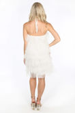White Layered Tulle Halter Neck Dress