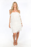 White Layered Tulle Halter Neck Dress