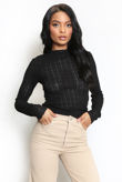 Black Sheer Long Sleeve Top