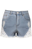 Crochet Detail Denim Shorts