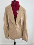 Beige Detail Single Button Blazer with Suede pocket and zip