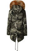 Camouflage Golden Layer Fur Parka Coat