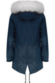 White Fur Hood Fleece Lined Denim Jacket 
