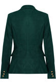 Green Suede Golden Button Double Breast Blazer