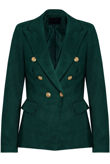 Green Suede Golden Button Double Breast Blazer