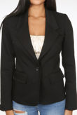 Button Up Side Pocketed Black Blazer