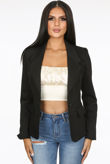 Button Up Side Pocketed Black Blazer