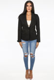 Button Up Side Pocketed Black Blazer
