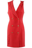 Red Ring Shoulder Sleeveless Blazer Dress