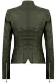 Khaki Double Collar Silver Zip Up Jacket