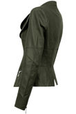 Khaki Double Collar Silver Zip Up Jacket