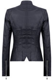Navy Double Collar Silver Zip Up Jacket