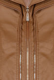  Brown Double Collar Detail Zip Up Jacket 