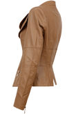  Brown Double Collar Detail Zip Up Jacket 