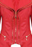 Red Double Collar Silver Zip Up Jacket