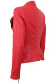 Red Double Collar Silver Zip Up Jacket